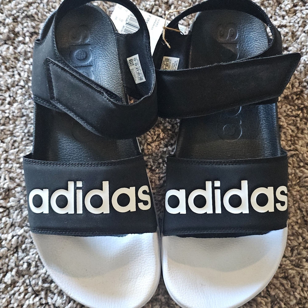 Adidas Adilette Black and White Slides